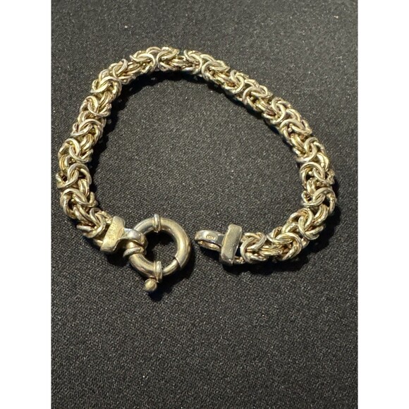 UCT 925 Italy Gold Over Silver Vermcil Byzantine Bracelet 17gr 7.5in - Picture 4 of 4